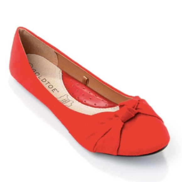 Gold Toe Red Flat Shoes - Picture 8 of 8